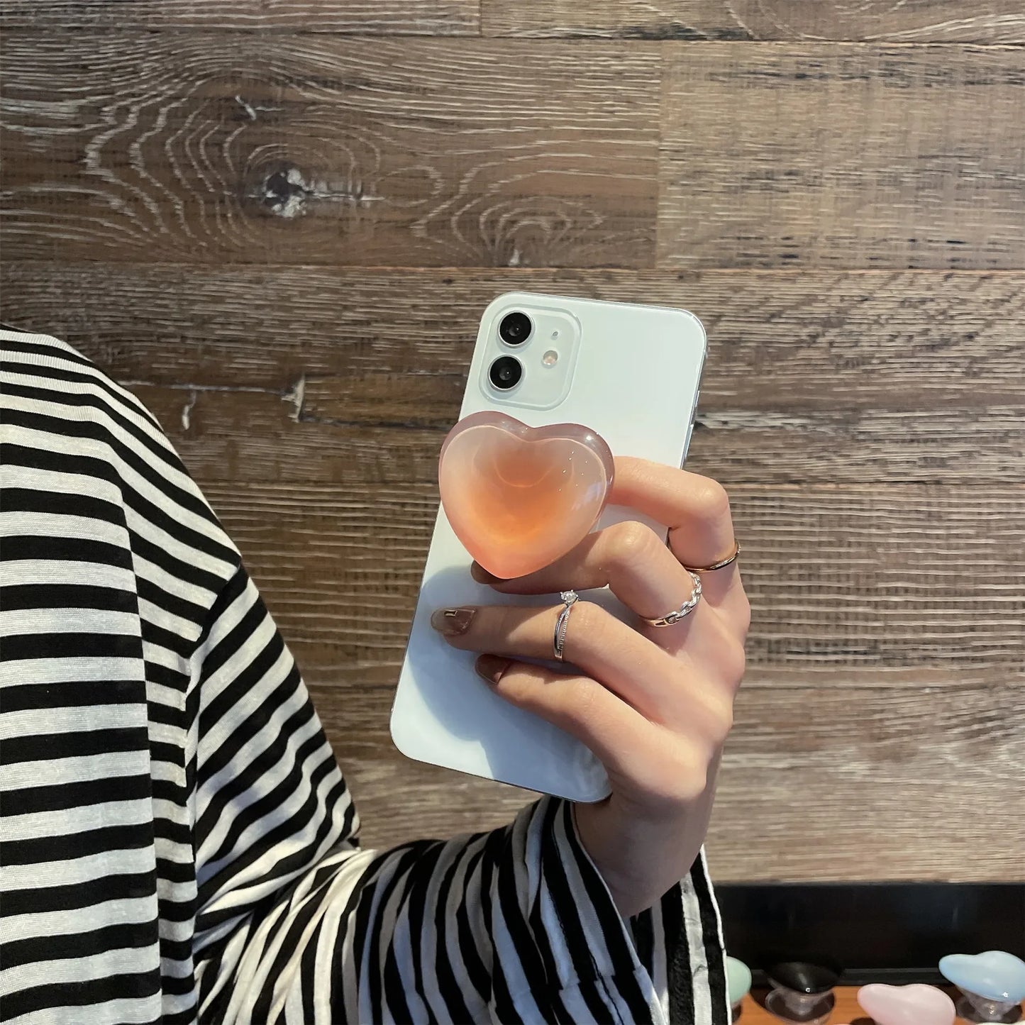 Heart Pop Socket Griptok Finger Grip Bracket Stand